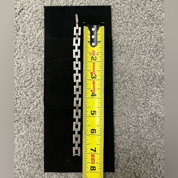 Art Deco flat square link chain bracelet- Sterling silver - Picture 4 of 7